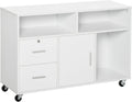 White Printer Stand with Drawer and Caster Wheels C648824