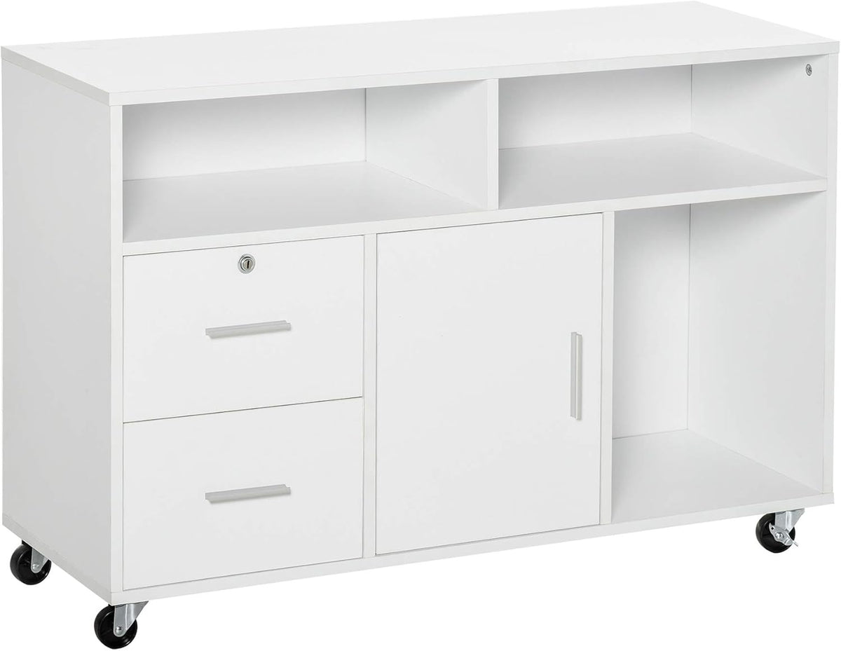 White Printer Stand with Drawer and Caster Wheels C648824