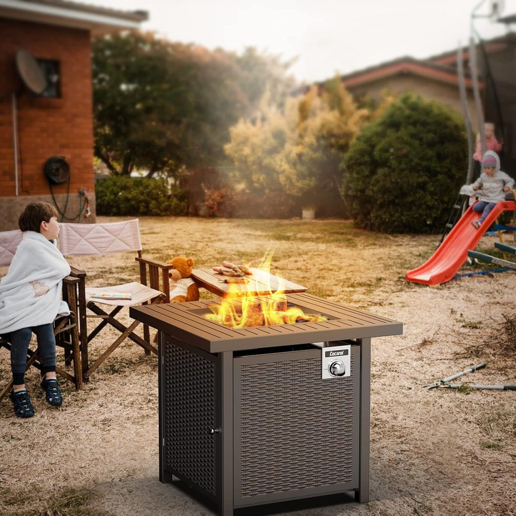Propane Fire Pit Table with Lid 28 Auto-Ignition 50000 BTU W5546