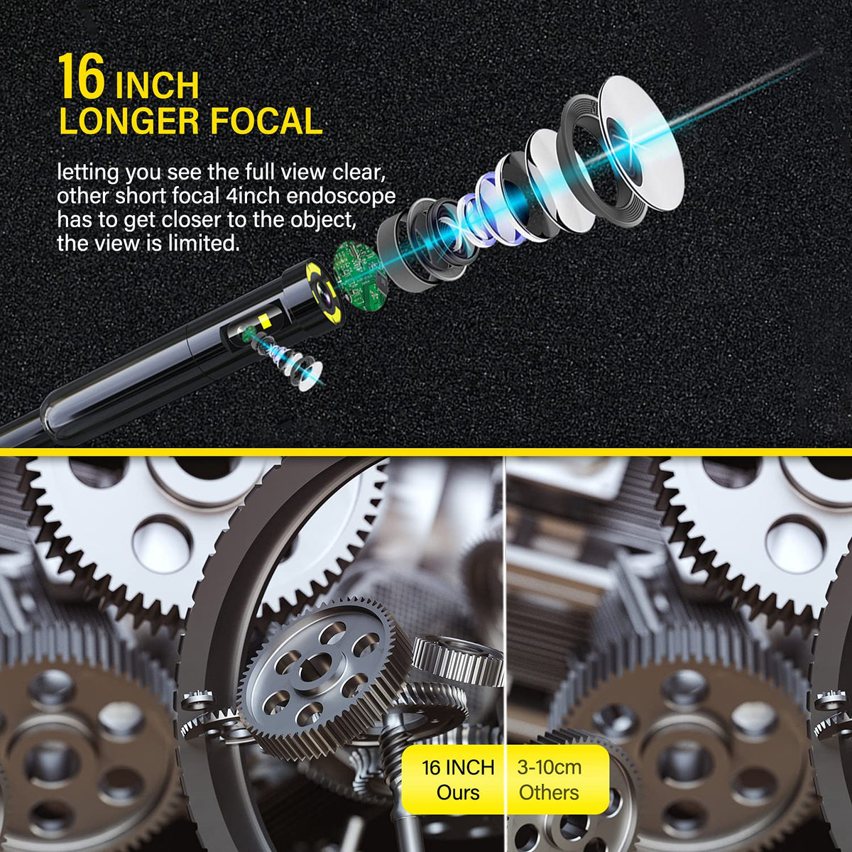 50FT Dual-Lens Industrial Endoscope 5'' IPS Screen Waterproof with Light R952968
