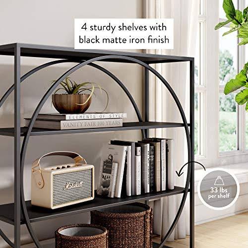 Black 4-Shelf Geometric Bookcase X1539