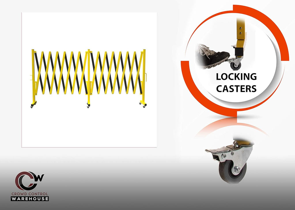 Expandable Metal Barricade, 11 Feet, Yellow and Black D601143