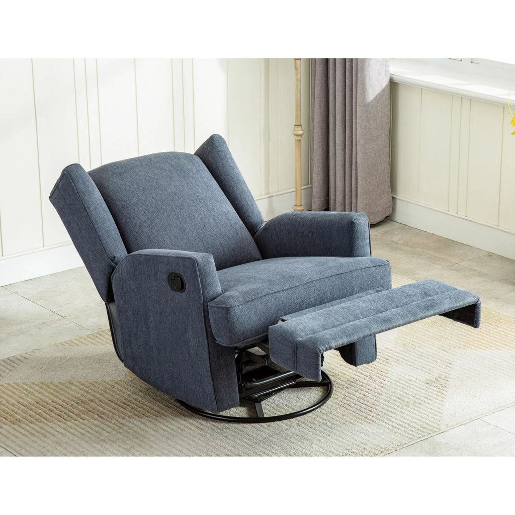 Beige Chenille Wingback Swivel Glider Recliner P54596