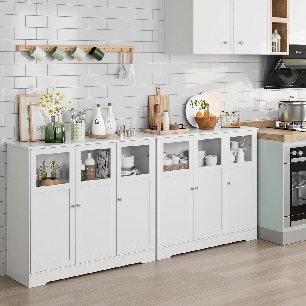 White 3 Glass Door Accent Cabinet I8867
