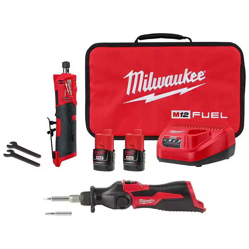 12V Lithium-Ion Brushless Cordless 1/4 in. Straight Die Grinder Kit H736