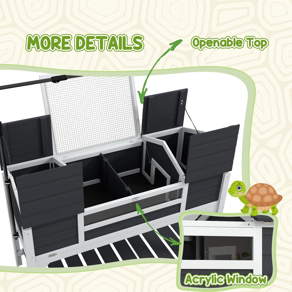 Wooden Tortoise Habitat with Adjustable Lamp Holder V7045