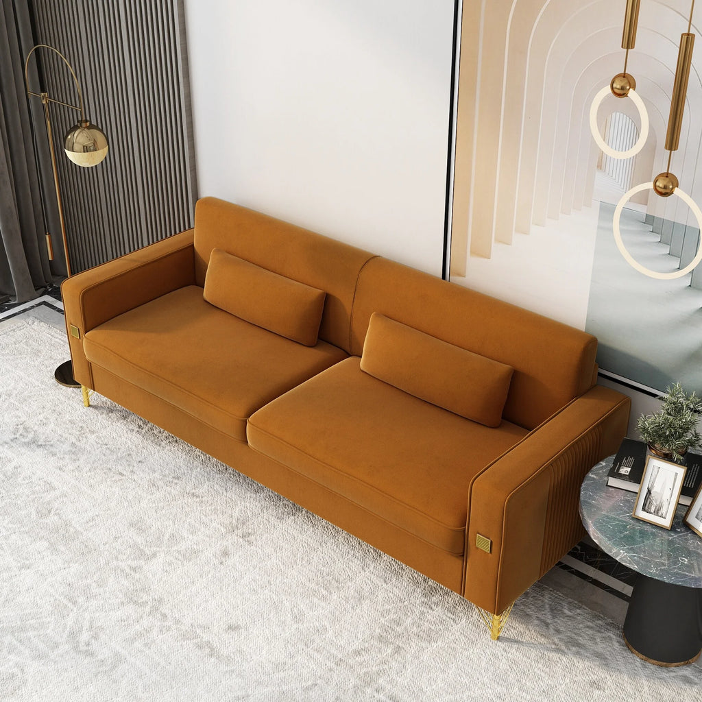 Black Velvet Loveseat with Metal Legs E640