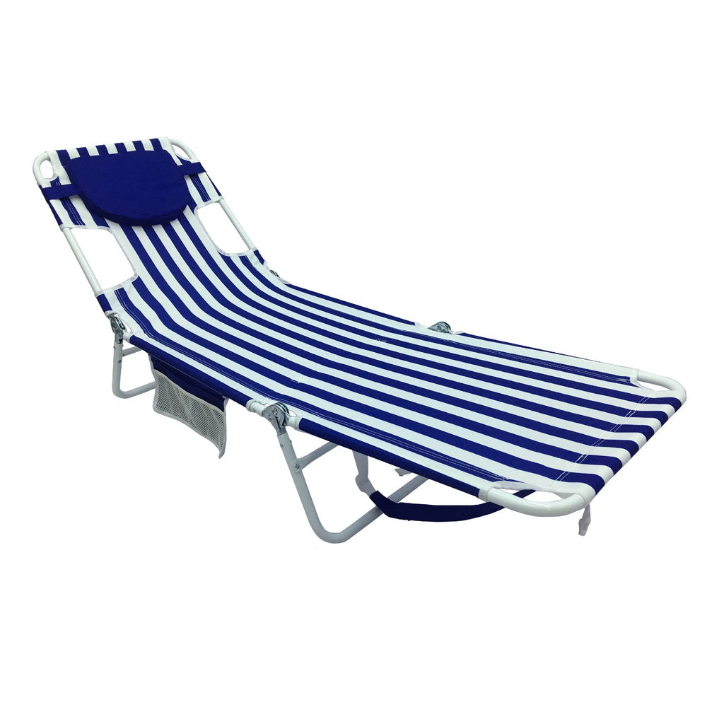 Blue & White Stripe Folding Beach Lounger 2-Pack I42607