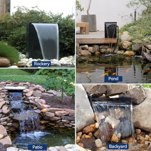 24 Inch Stainless Steel Pond Waterfall Spillway with 1200GPH Pump D6132
