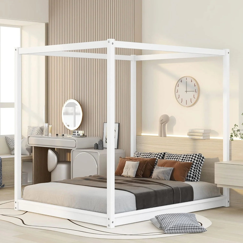 Queen Size Wooden Canopy Platform Bed Frame Y4400