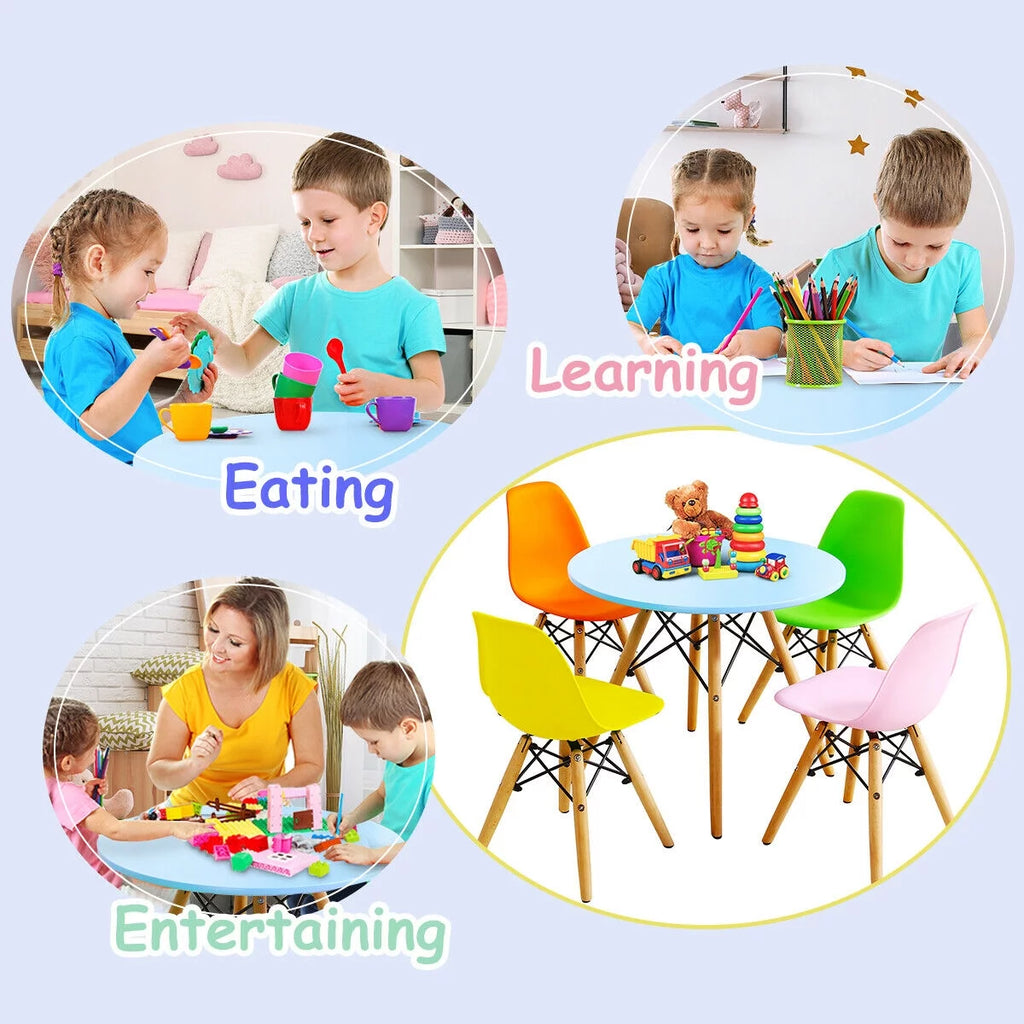 5 PC Kids Round Table Chair Set with 4 Armless Chairs A472