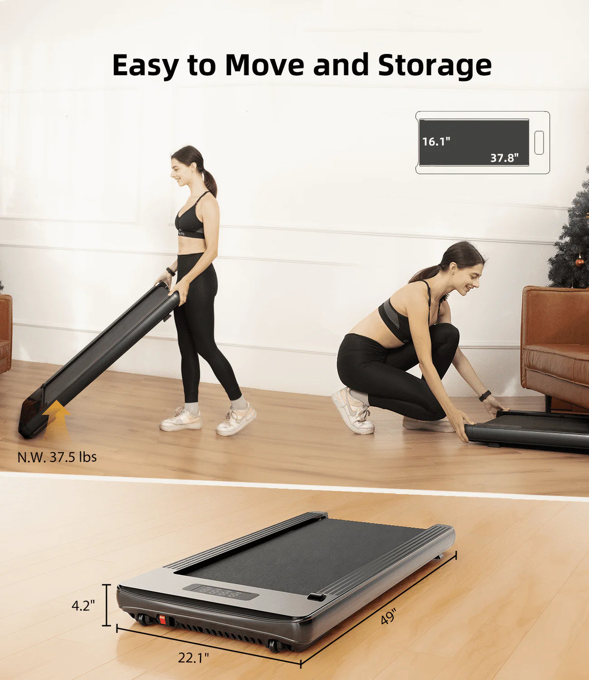 Under Desk Treadmill with Remote Control LED Display W9249