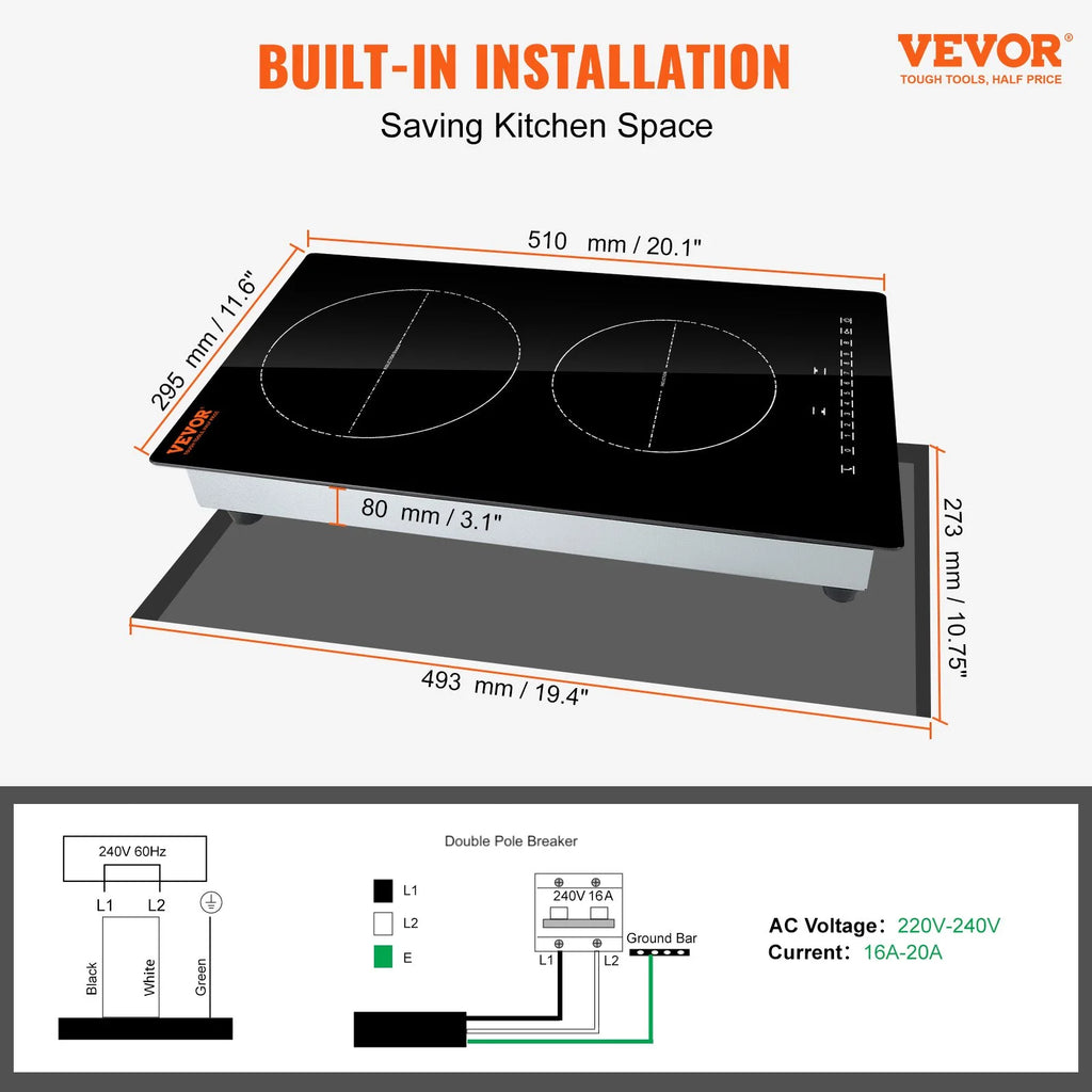12'' 2 Burner Electric Induction Cooktop D265474