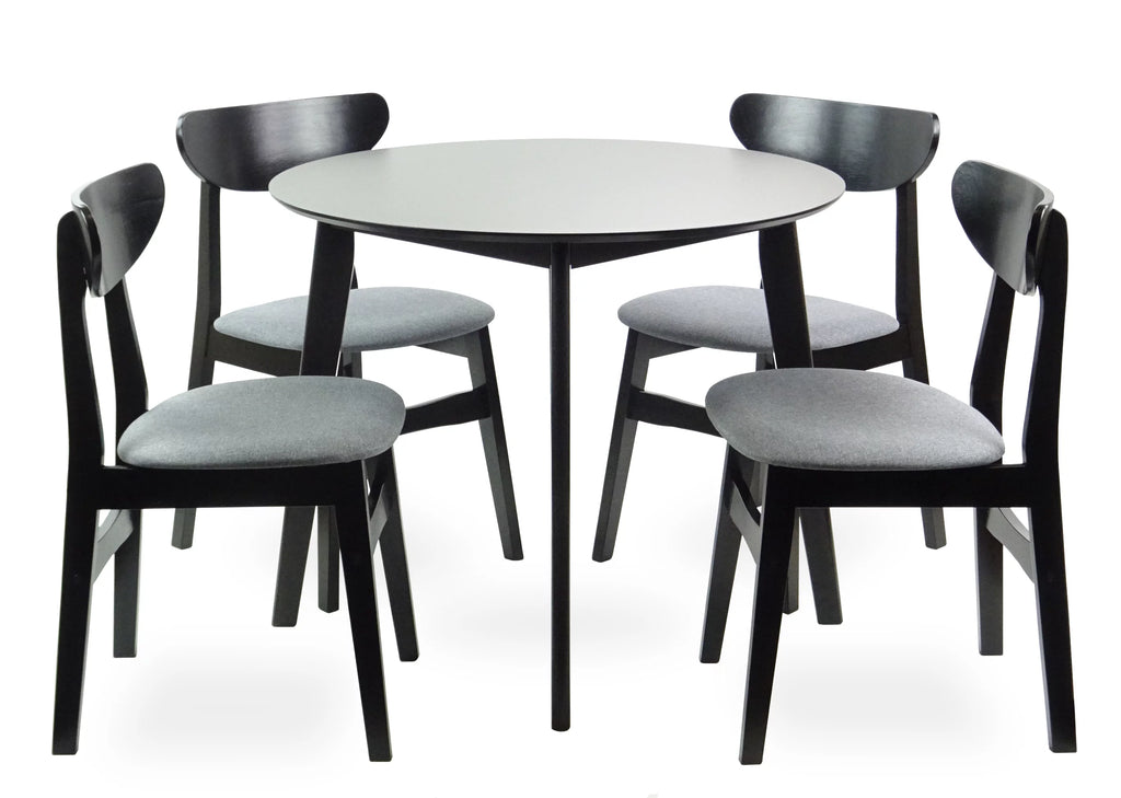 Set of 5 Solid Wood Dining Table and 4 Padded Seat Chairs Z8104