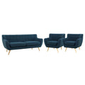 Navy Blue Fabric Armchair and Sofa Set C7177