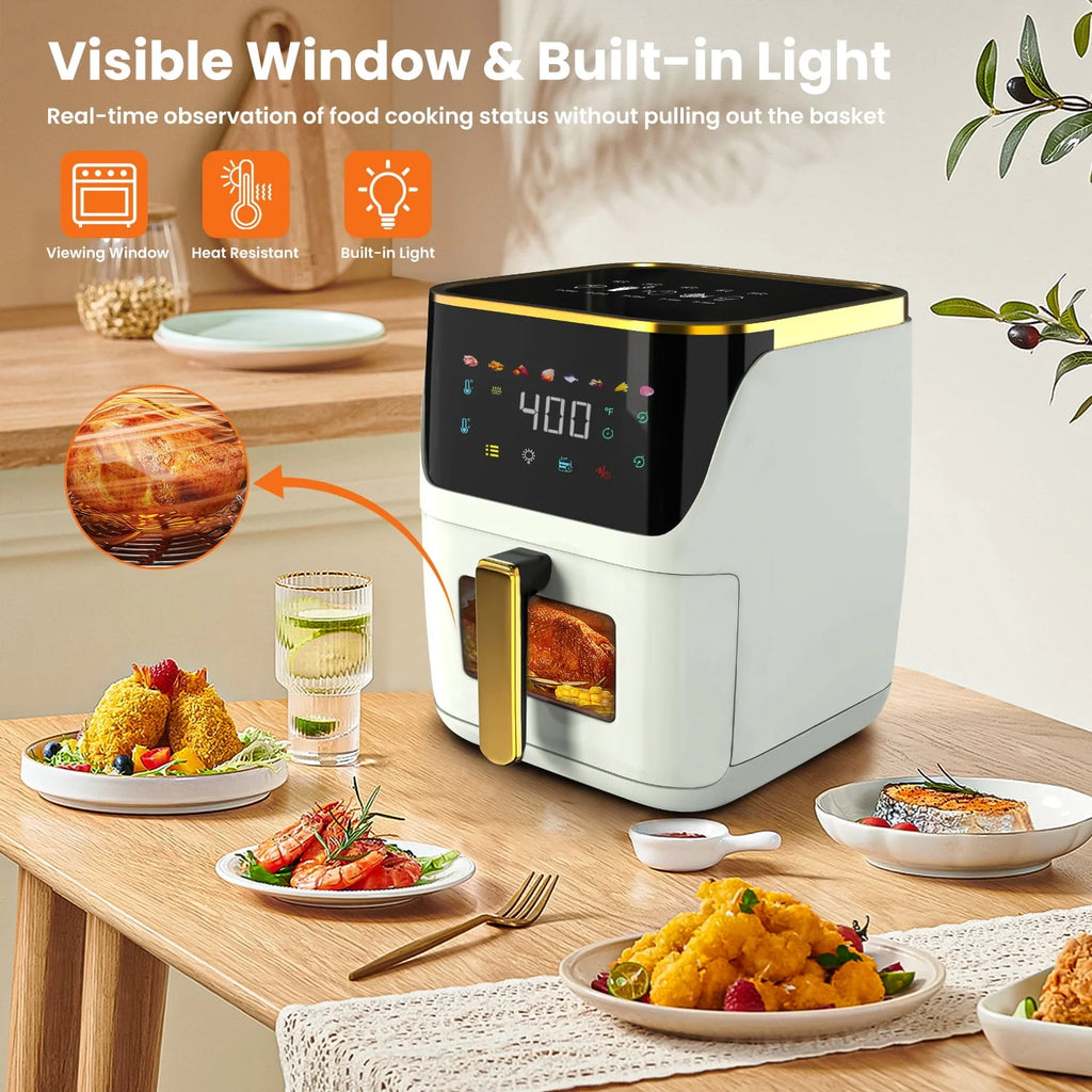 Air Fryer Large 8.5 QT White 8 in 1 Touch Screen Visible Window 1750W P921094