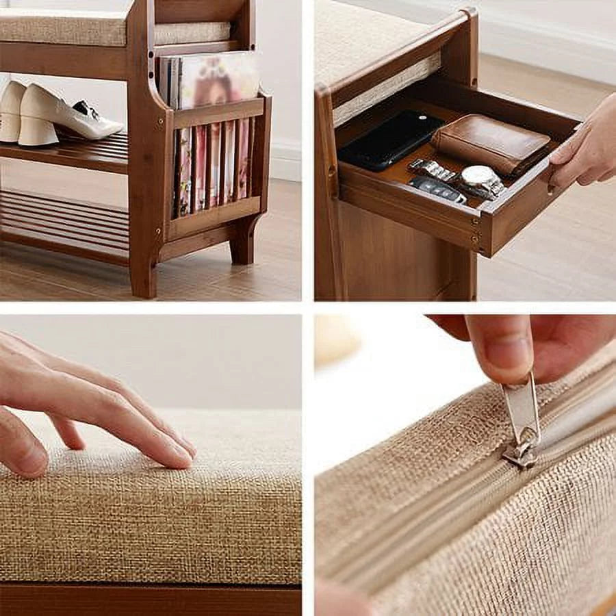 2 Tier Shoe Storage Bench with Drawer H72043