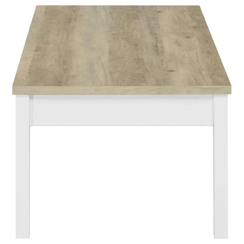 3-piece Pine and White Wood Coffee Table Set U9700