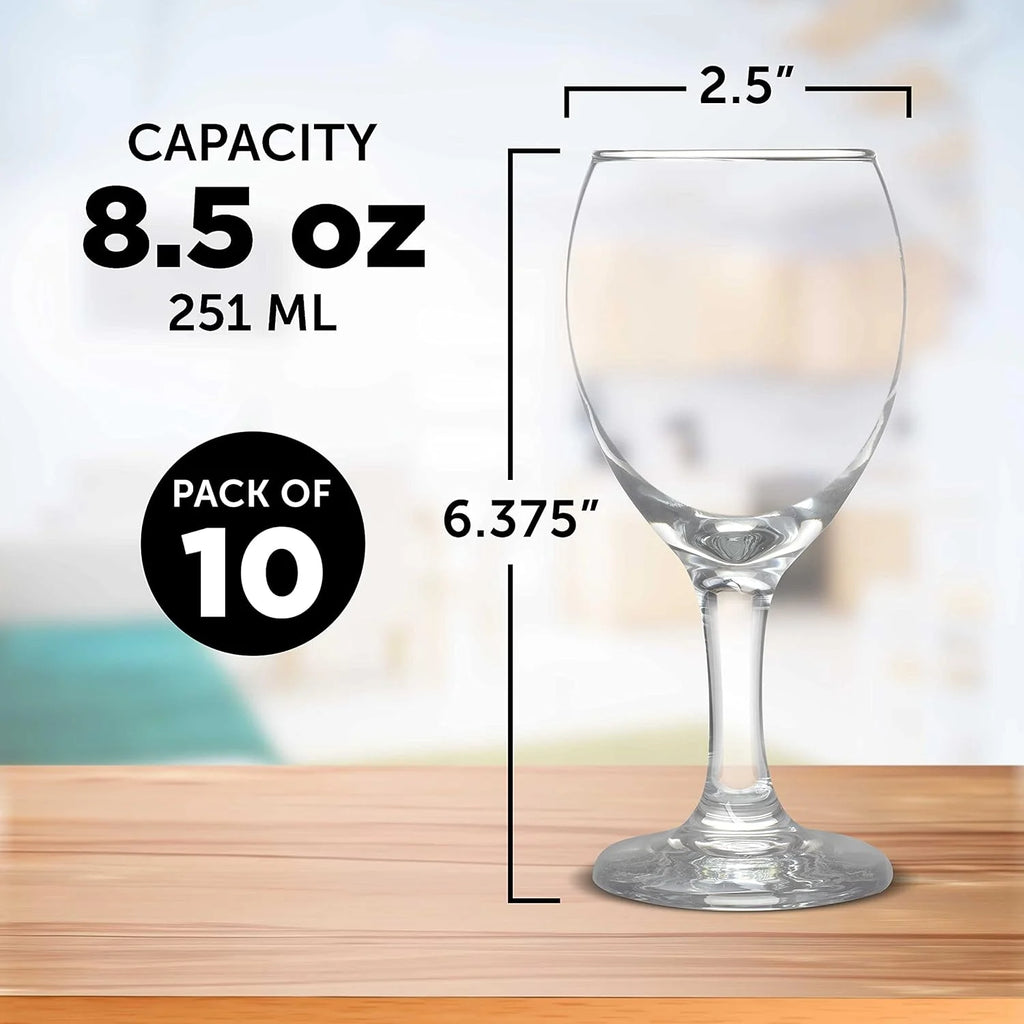 Clear 8.5 Oz Wine Glasses Set J1291