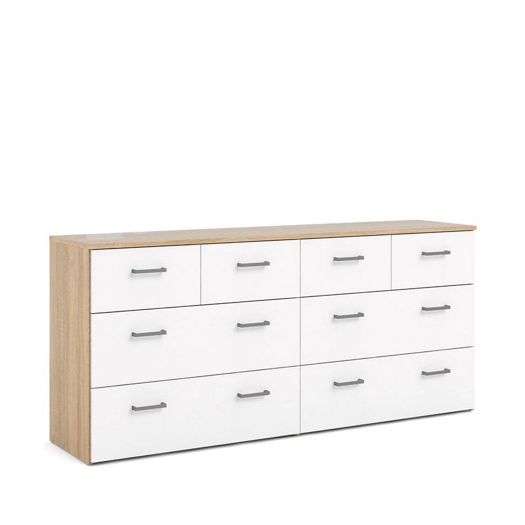 Oak Structure White 8 Drawer Double Dresser Q76413