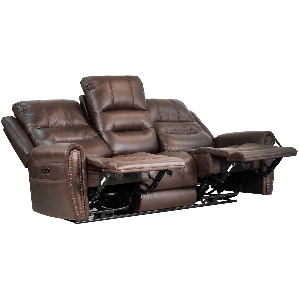 Brown Power Reclining Sofa with Power Headrest Q89192