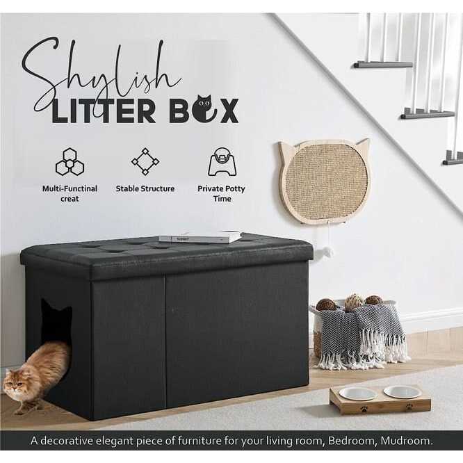 Cat Litter Box Enclosure Bench Ottoman B576877