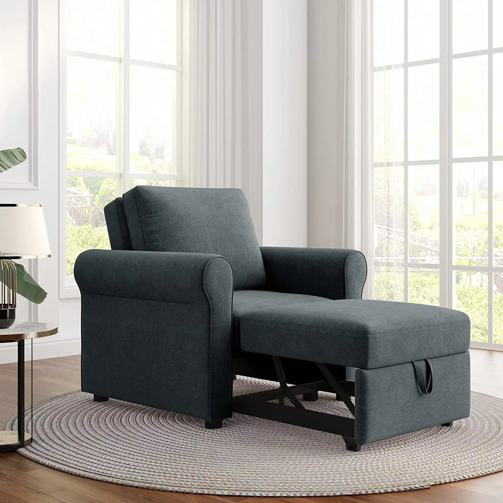 Dark Blue Convertible Sleeper Chair S393534