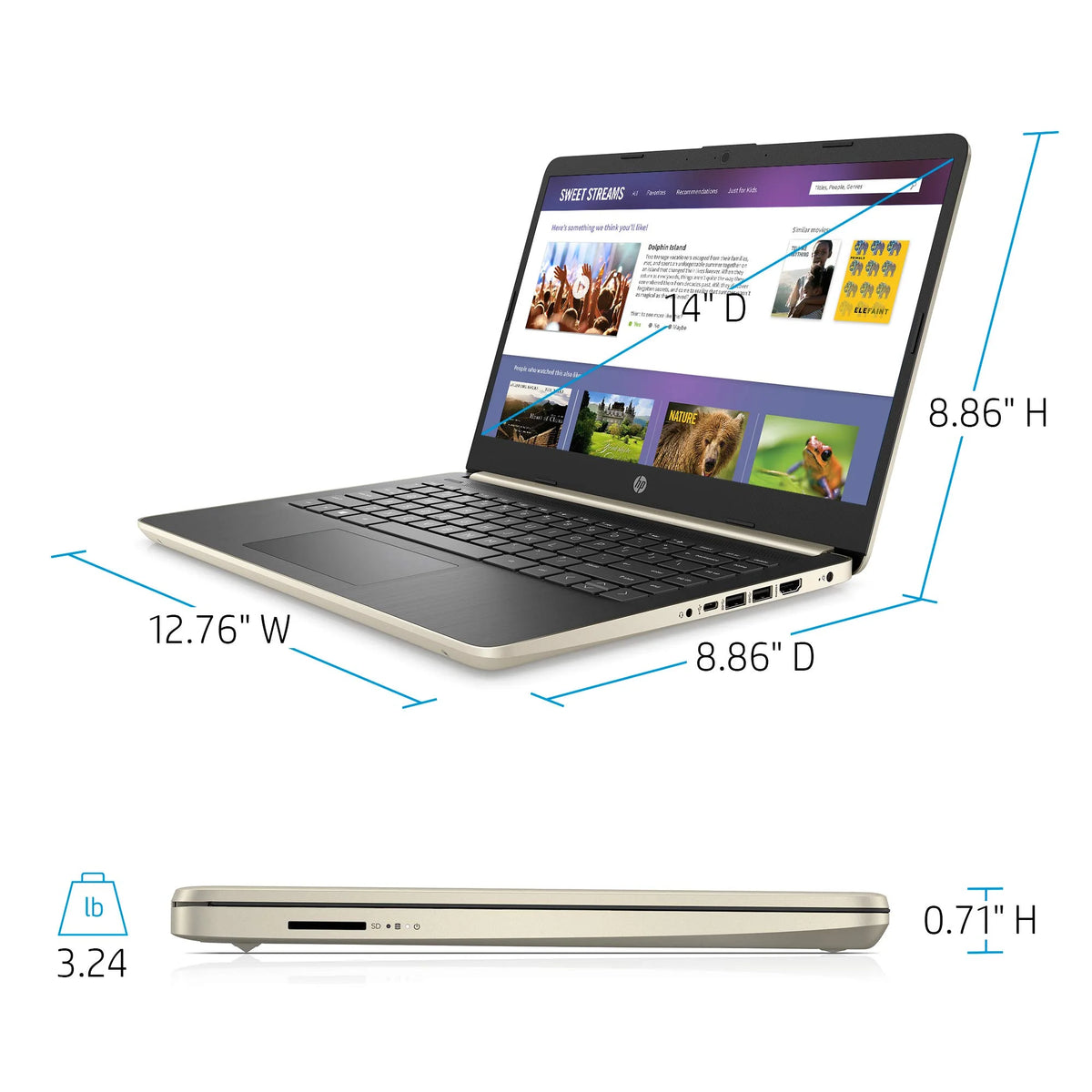 14'' HD Laptop Intel i3 16GB RAM 256GB SSD Windows 10 Pro V222872