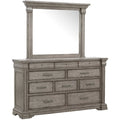 10 Drawer Wood Dresser + Mirror in Gray Z1502
