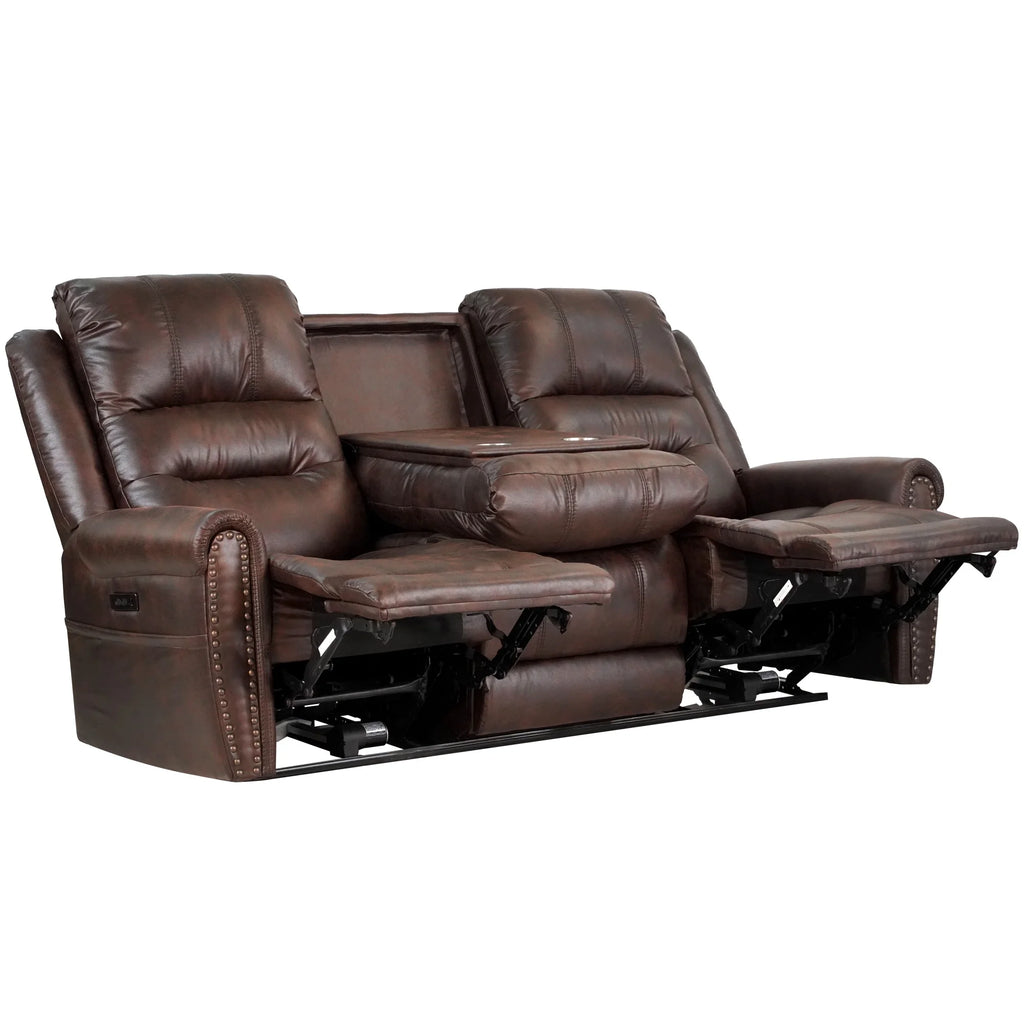Brown Power Reclining Sofa with Power Headrest Q89192