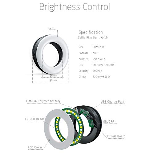 Rechargeable Clip-on Selfie Ring Light A93925