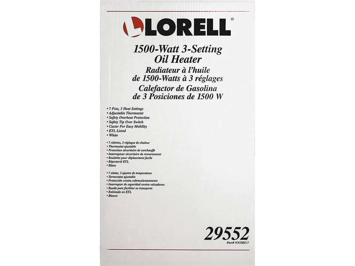 1500 Watt 3-Setting White Oil Filled Electric Heater D82749