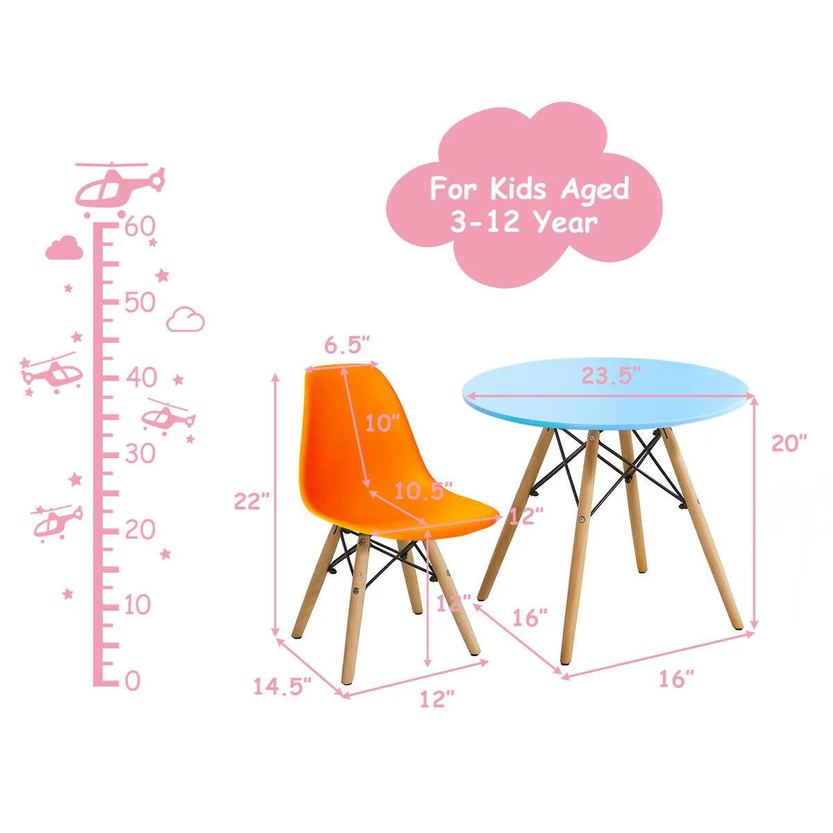 5 PC Kids Round Table Chair Set with 4 Armless Chairs A472