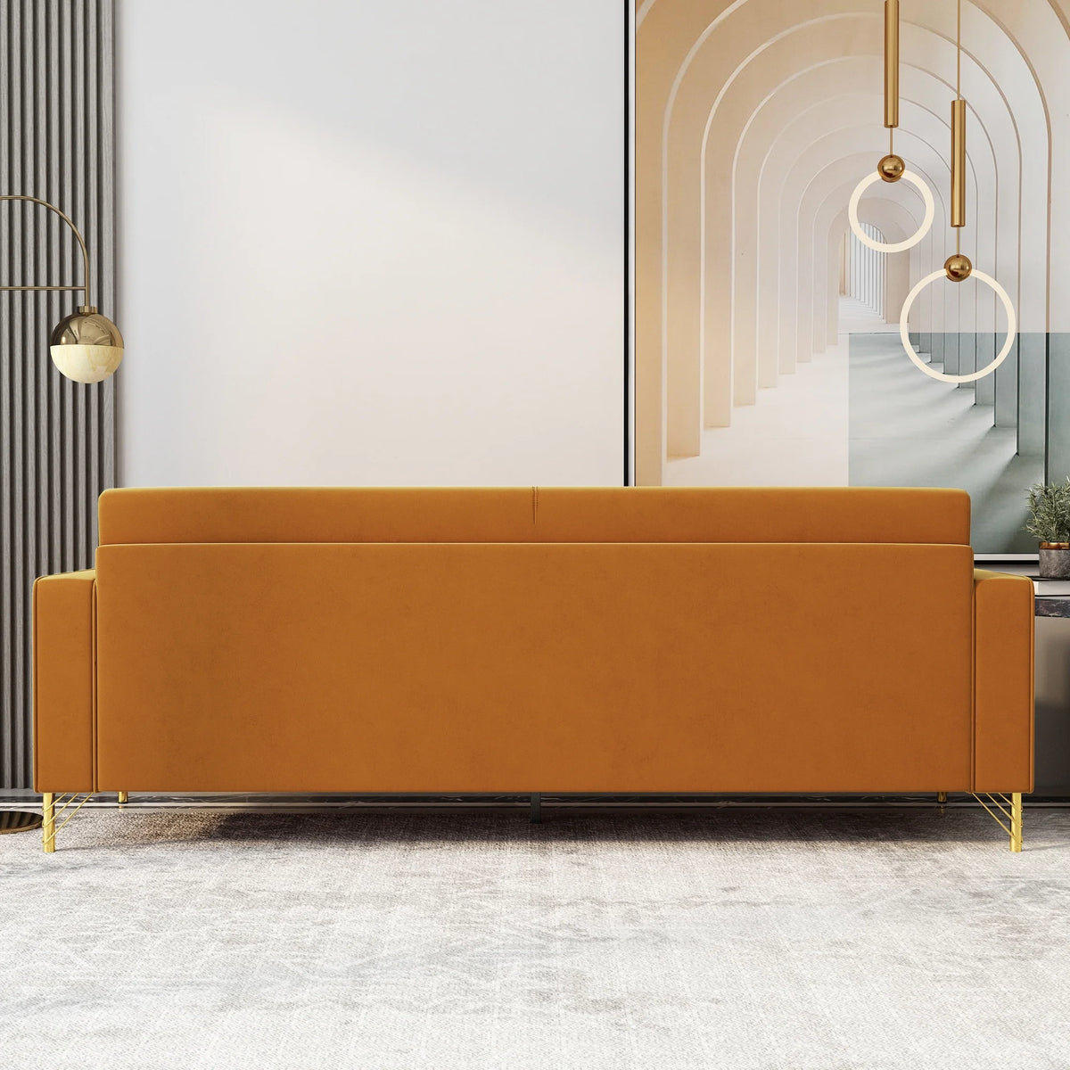 Black Velvet Loveseat with Metal Legs E640