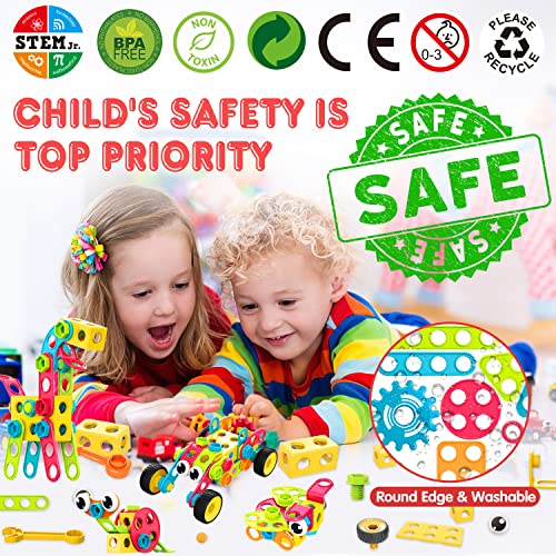 195 Pcs STEM Building Blocks Toy Set with Storage Box U723192