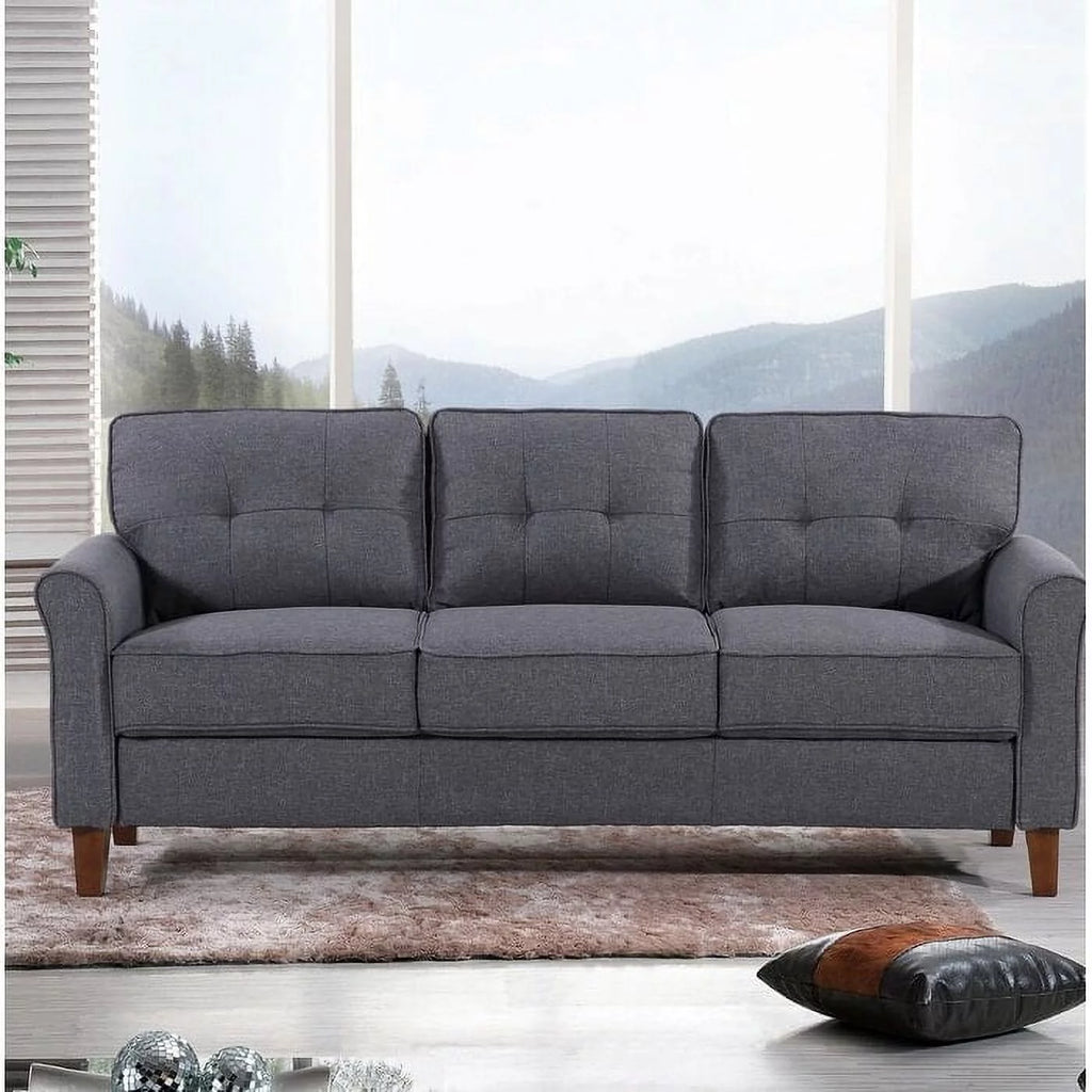 Beige Linen Flared Arm Sofa Z735