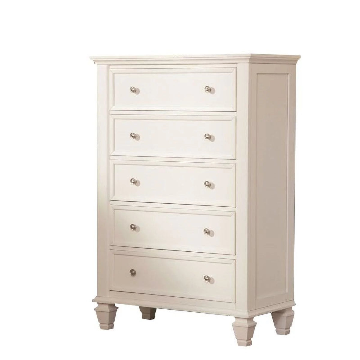 White and Silver 5 Drawer Chest H680939
