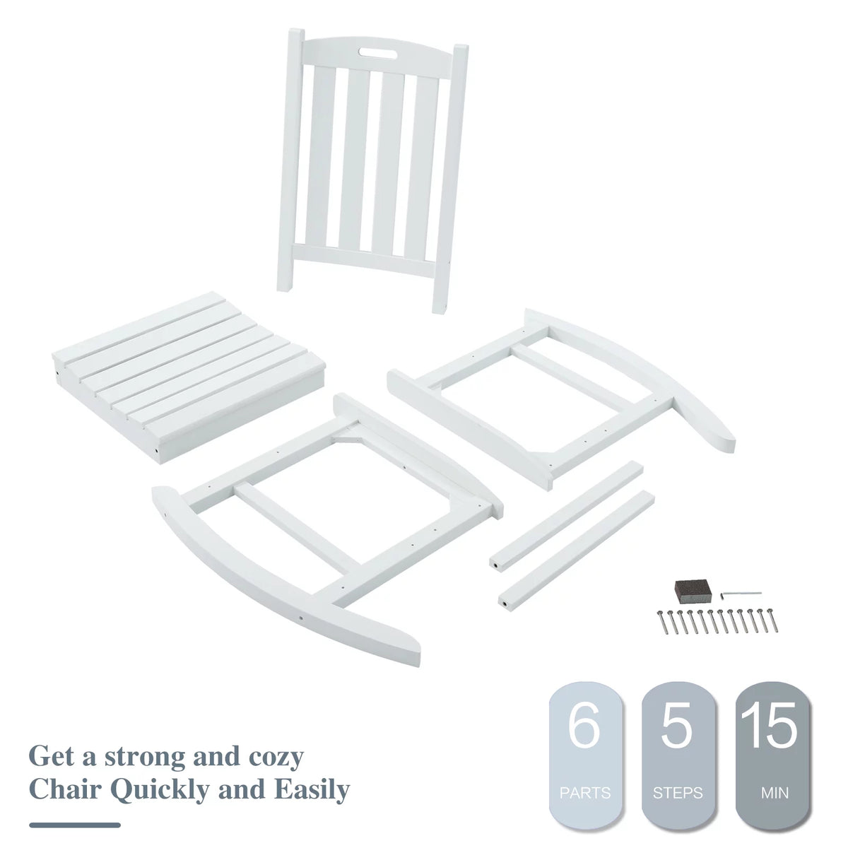 White Poly Lumber Rocking Chair with High Back O859