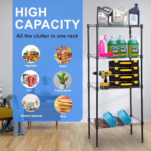 3 Tier Adjustable Metal Storage Shelf 450 lbs Capacity NSF Certified Black F4843