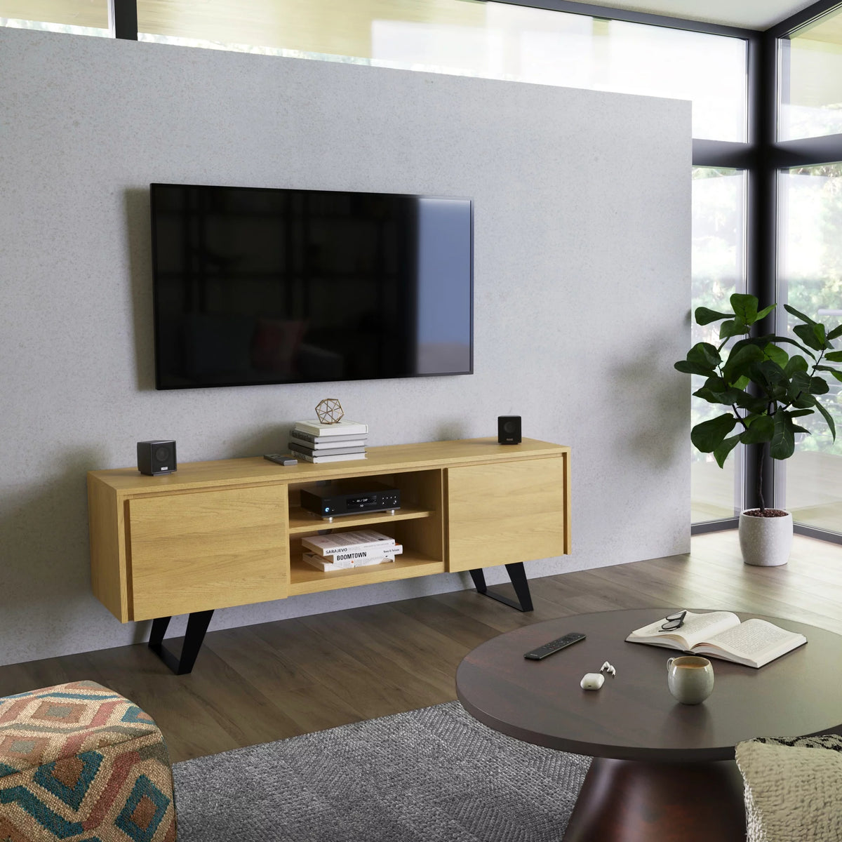 63 inch Oak TV Media Stand F191194