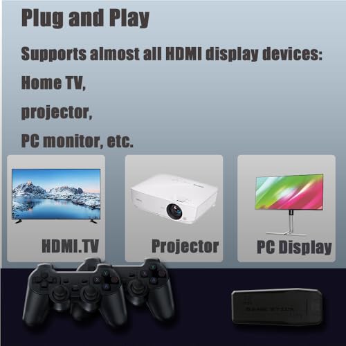 Wireless Retro Game Console with Built in Games, 4K HDMI Output, 9 Emulators, Dual 2.4G Wireless Controllers O865