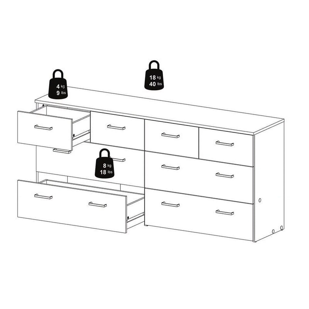 Oak Structure White 8 Drawer Double Dresser Q76413