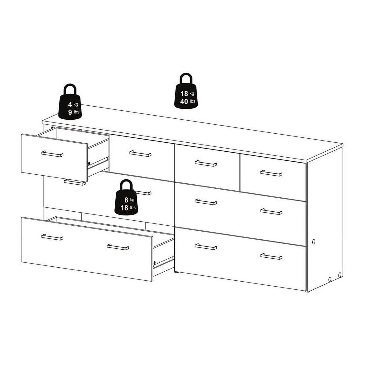 Oak Structure White 8 Drawer Double Dresser Q76413