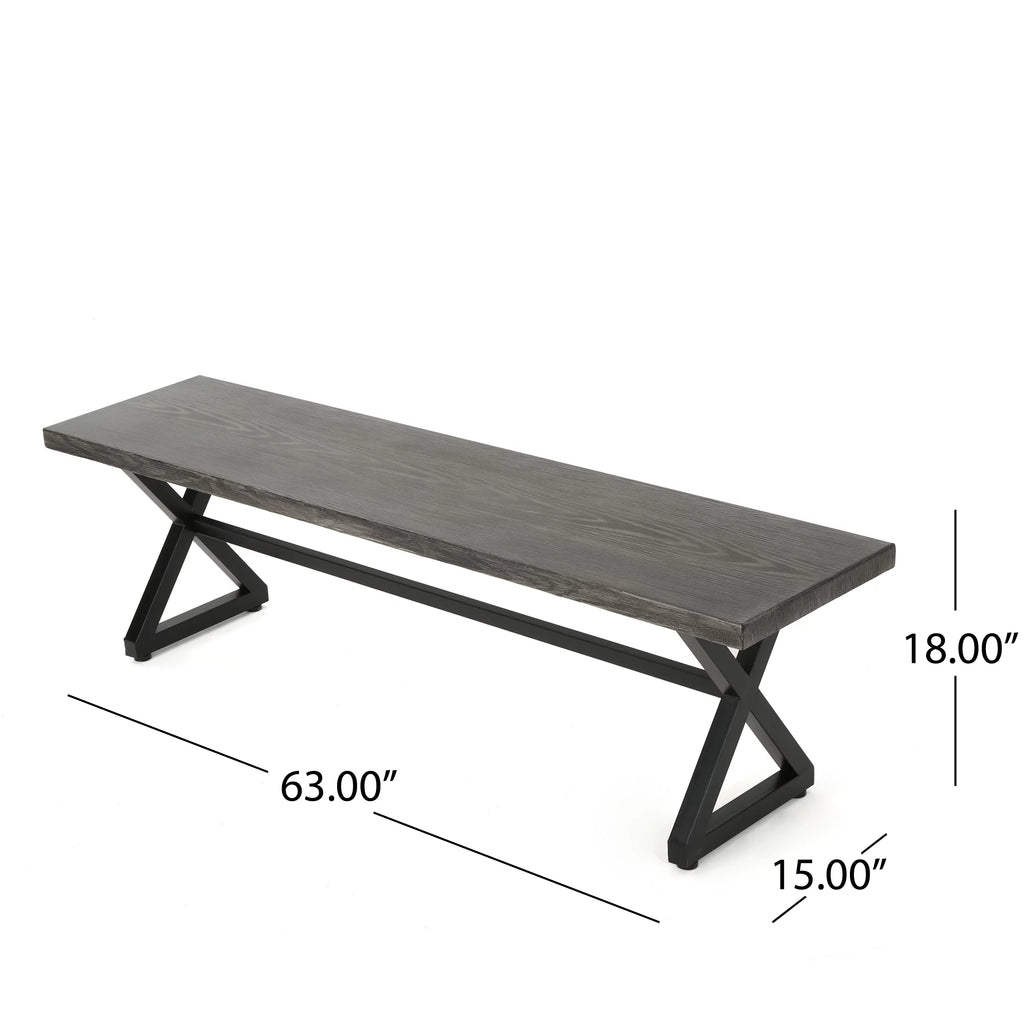 Aluminum Dining Bench with Steel Frame G557