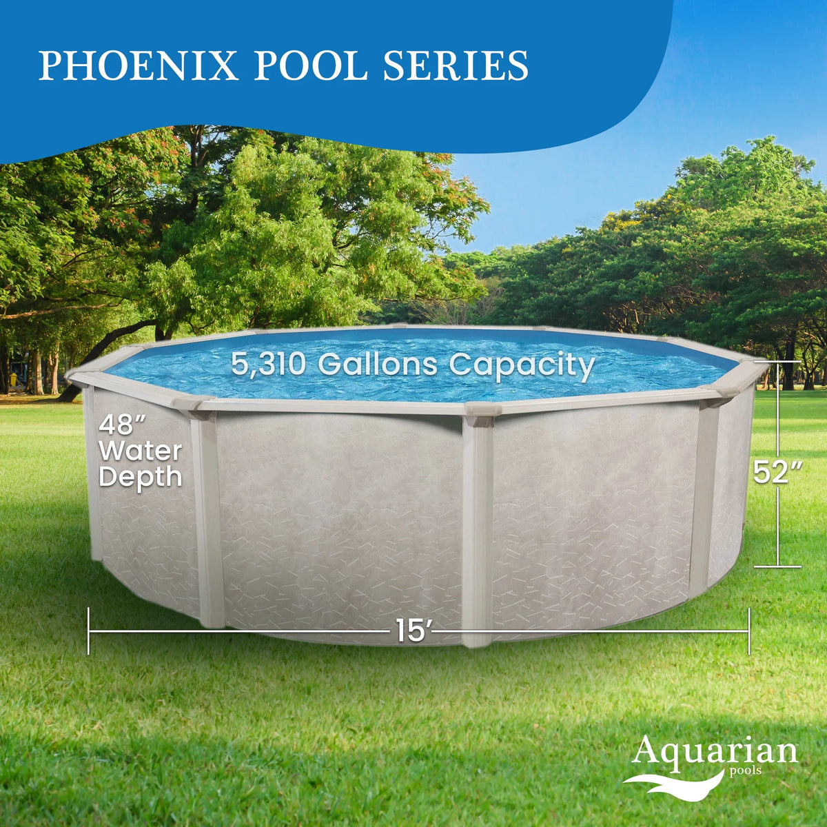 15 Foot x 52 Inch Steel Frame Above Ground Swimming Pool J20781