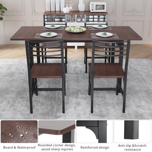 Extendable 5-Piece Dining Table Set with 4 Chairs Q801894