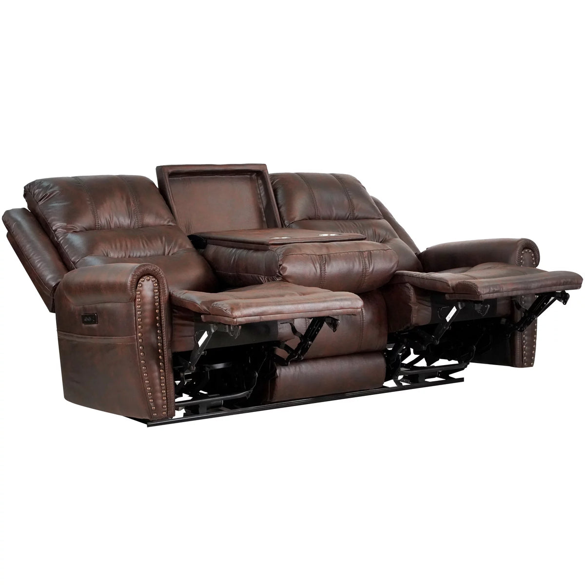 Brown Power Reclining Sofa with Power Headrest Q89192
