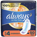 Ultra Thin Overnight Pads with Wings, Size 4, 36 Count C754