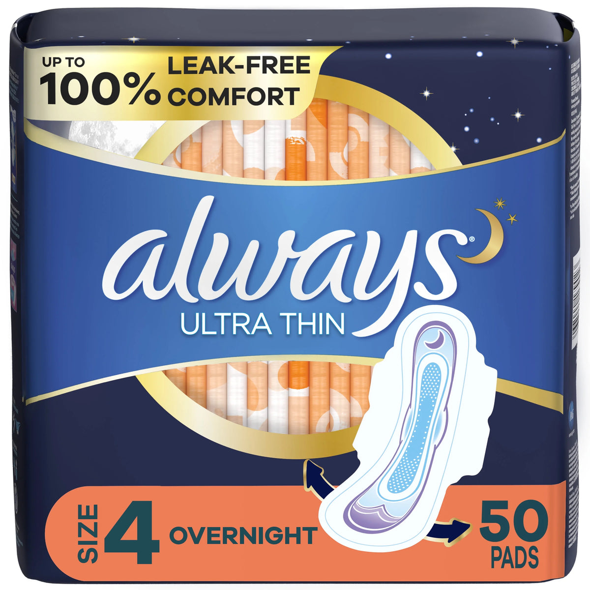 Ultra Thin Overnight Pads with Wings, Size 4, 36 Count C754