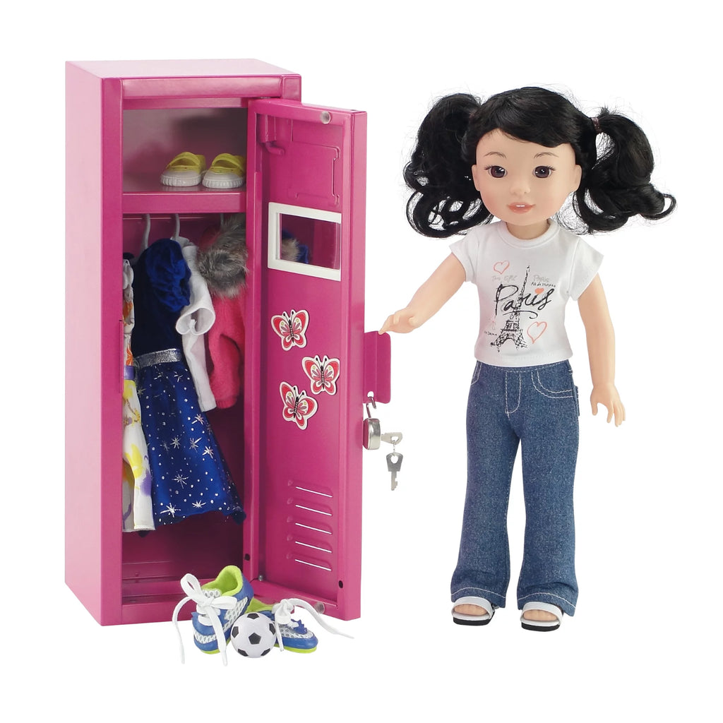 14 Inch Doll Furniture Locker Storage Accessory with Lock and Key E47060
